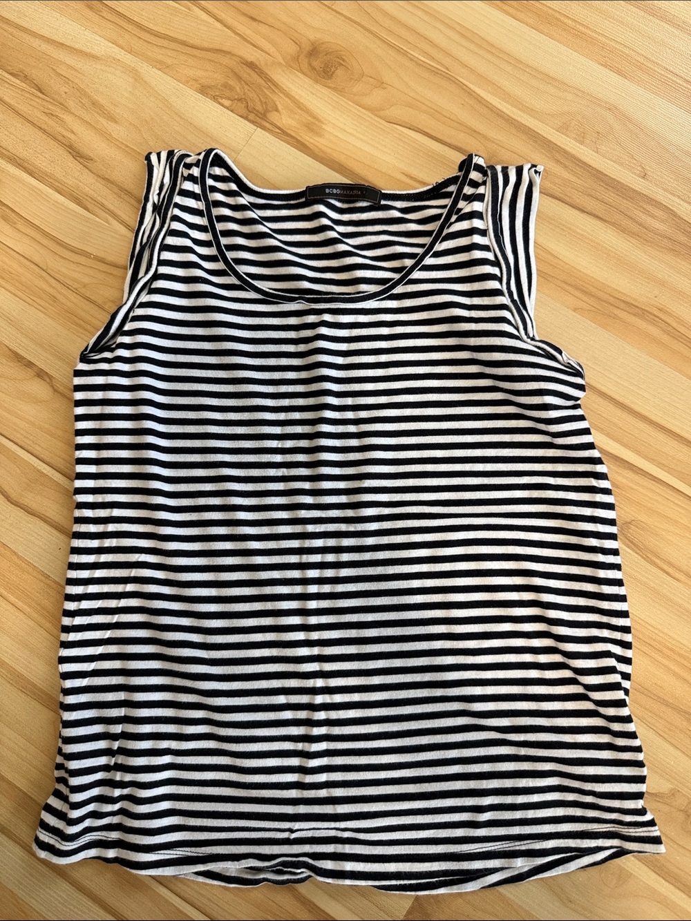 BCBG Max Azria “Lisette” Striped Tank Top - Black & White